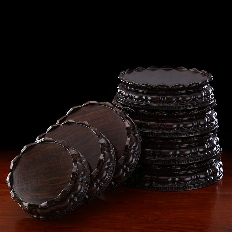 佛座台加高黑紫檀实木工艺品木座 底座 原木观音佛像莲花底座