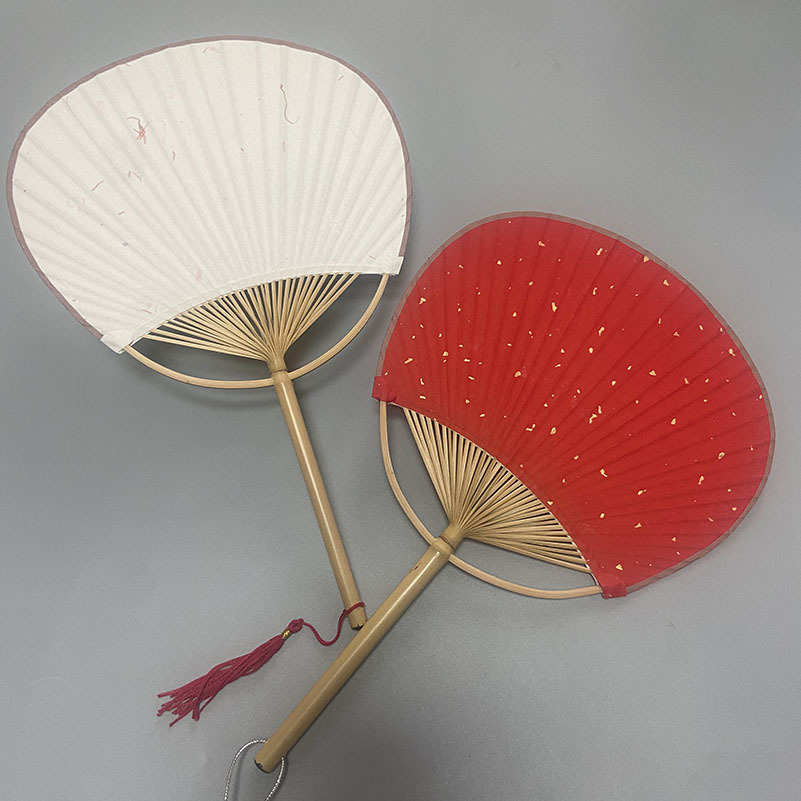 迷你型小团扇搭配汉服地摊手工古风扇子复古宣纸洒金日式和风圆扇