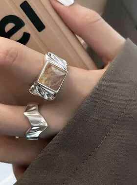 小众冷门戒指女学生党不掉色ins高级感冷淡风小众复古开口新款饰