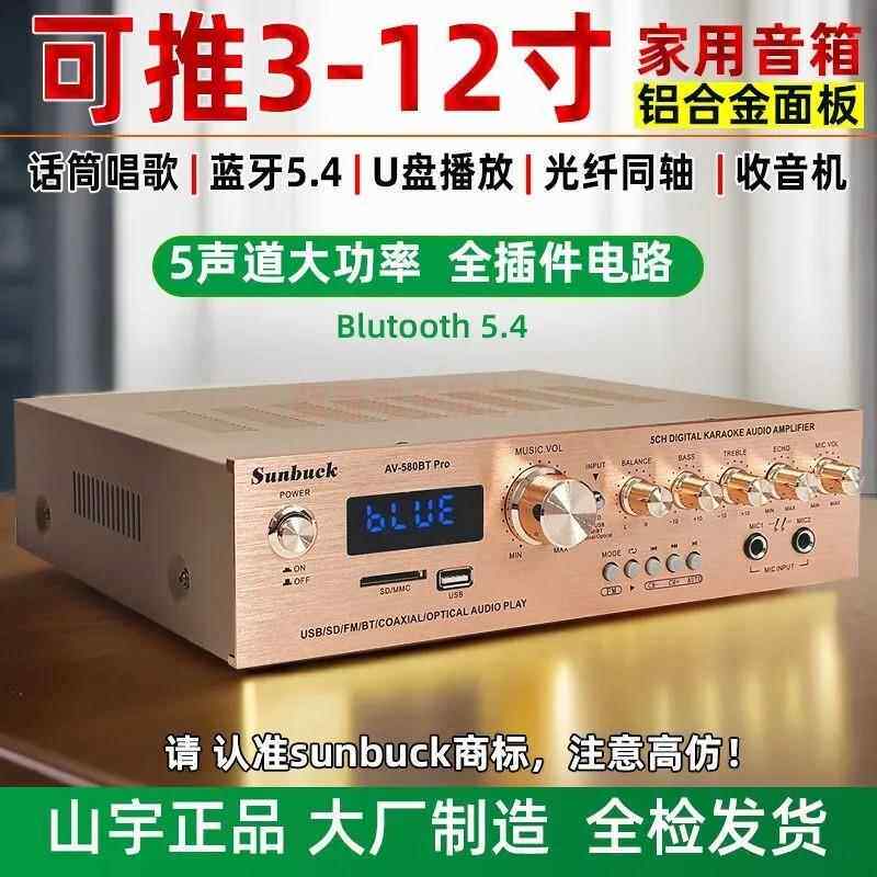 五声道大功率家用话筒混音器功放机卡拉OK功放蓝牙功放高低音调节