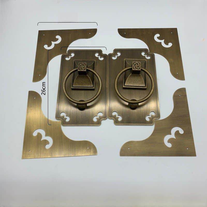 新中式彷古纯铜大门拉手门环覆古别墅木门方形古铜把手双开门拉环