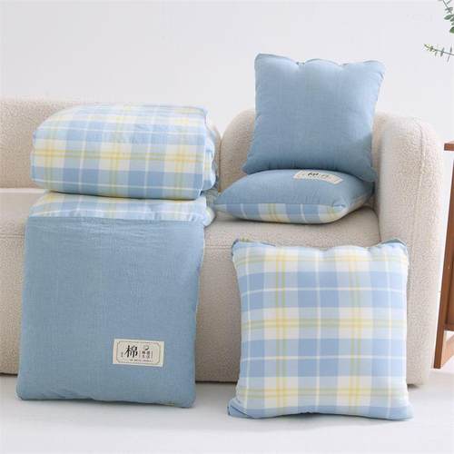 Z2J全棉色织抱枕被子两用夏被办公室多功能午休空