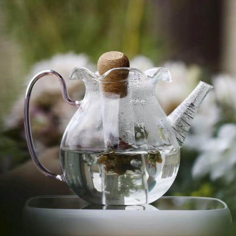 新款花口玻璃执壶木塞试管泡茶器耐热普洱白茶煮茶壶创意围炉煮茶