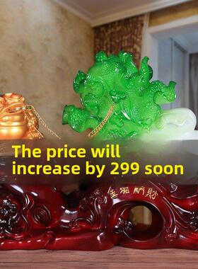 玉白菜摆件招财进宝金蟾蜍家客厅酒柜店办公室桌子摆件开幕礼品