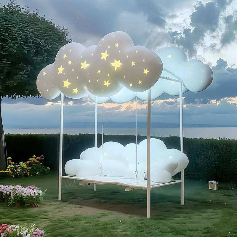 发光云朵秋千 玻璃钢景观美陈道具 亲子互动拍照打卡相框摆件秋千,节庆用品/礼品,吊顶纱幔,淘宝优惠券,粉丝福利购,淘宝优惠卷