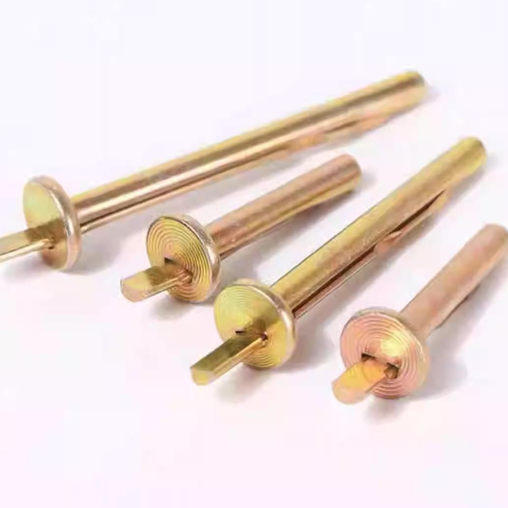 彩锌插片壁虎膨胀钉水泥墙快速打入式膨胀敲击式膨胀6mm