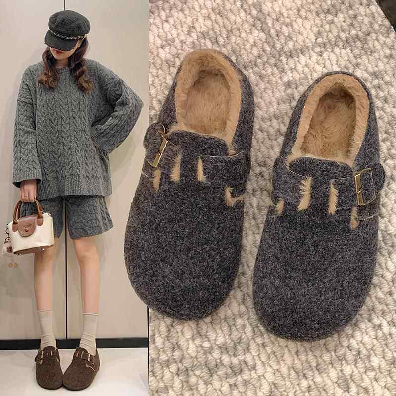 春季加绒全包勃肯鞋女2026新款保暖一脚蹬毛绒懒人毛呢鞋0116z,女鞋,勃肯鞋/软木鞋,淘宝优惠券,粉丝福利购,淘宝优惠卷