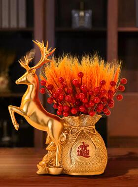 招财一鹿大麦摆件店铺开 业收银前台装饰客厅酒柜乔迁新家居送礼