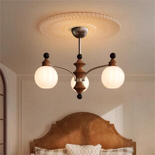 卧室吊灯法式 中古风大吊高级厅感实木中山691 复古款 2024新灯美式