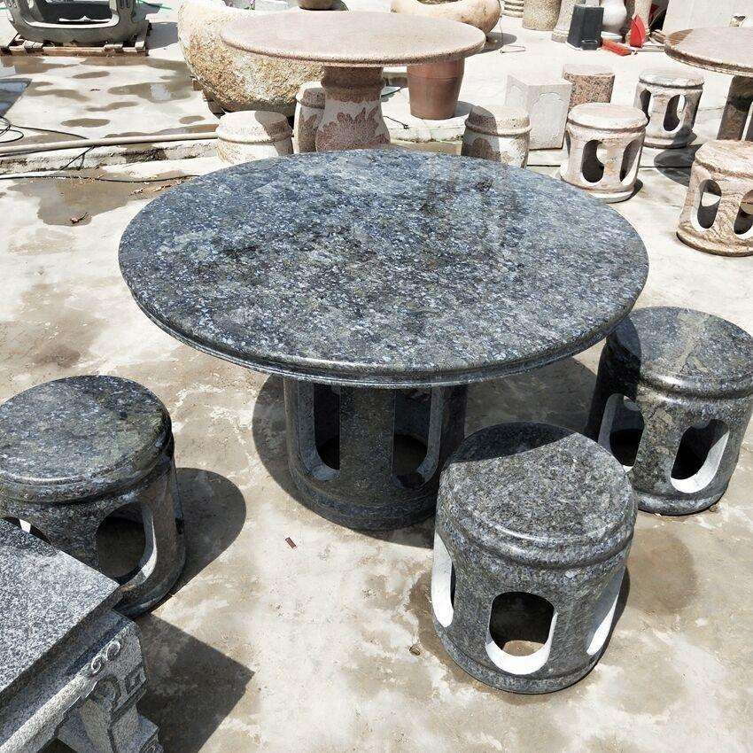 青石旋转石雕桌子 别墅庭院户外石桌椅大理石圆桌摆件厂家优惠