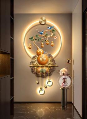 入户玄关葫芦饰道画过走尽头新中式福禄壁画L装ED灯福廊字SY84530