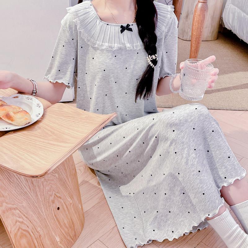睡裙女夏薄款莫代尔睡衣纯色带胸垫家居服可外穿睡衣中长版裙夏季