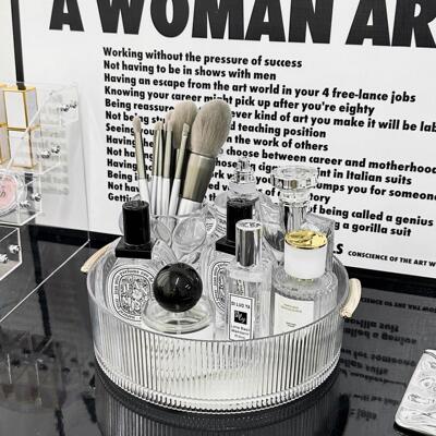 Rotating cosmetic storage box with drawers for organizing de