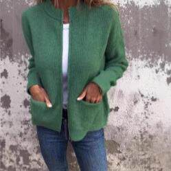 Stand up collar zipper jacket pocket jacket for women