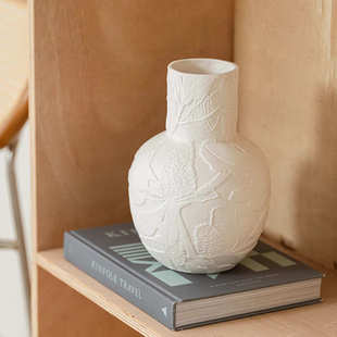 浮雕陶瓷花瓶法式复古艺术客厅摆件 侘寂花器新中式批发