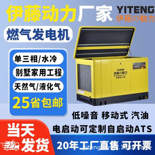 伊藤动力15kw多燃料发电机组汽油发电机箱式静音车载式YT15RGF