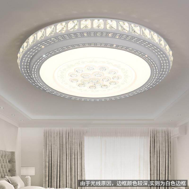 包安装LED吸顶灯圆形水晶客厅灯简约现代大气卧室灯餐厅调光灯具