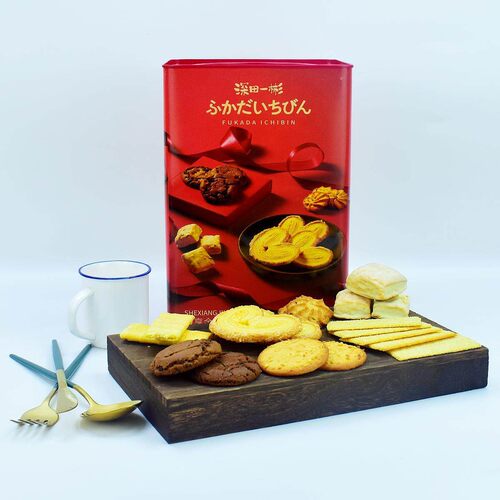 深田一彬喜庆红奢享金生什锦礼盒608g蝴蝶酥蛋卷酥办公室零食点心