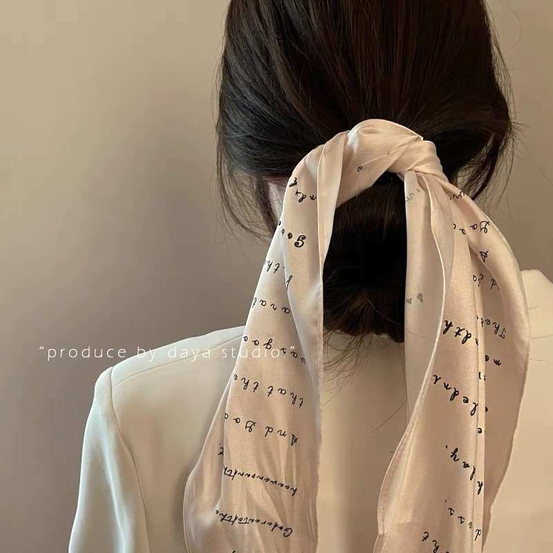 小丝带法式复古女士仿真丝丝巾发带工厂定制三角巾大方巾束发带批