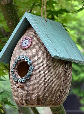 户外树脂鸟窝挂件鸟屋别墅花园庭院公园幼儿园装饰品挂饰园艺摆件