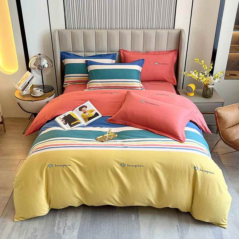 秋冬轻奢全棉生态磨毛四件套活性印花加厚纯棉被套床单单双人