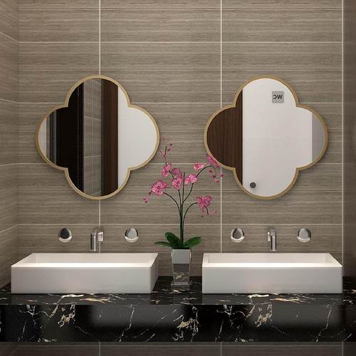 现衣445代简约风饰梅花型镜子网红浴室镜壁化挂妆镜全身试镜玄关