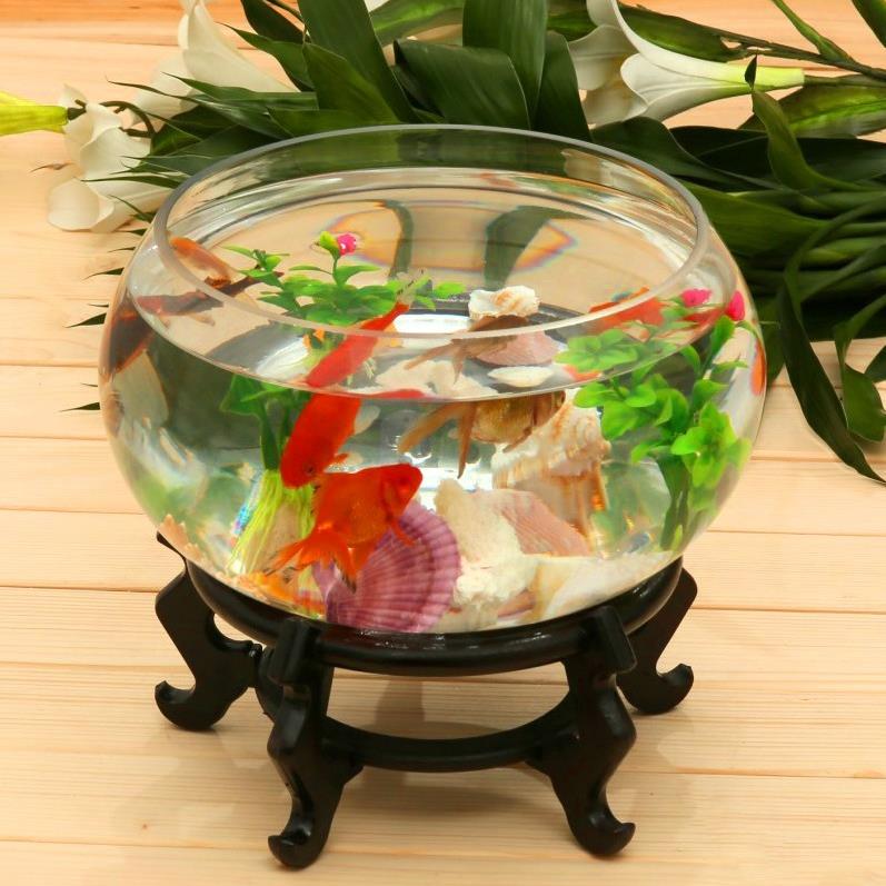 新款直销透明玻璃鼓缸玻璃金鱼缸乌龟缸 玻璃圆盆大小号鱼缸家居