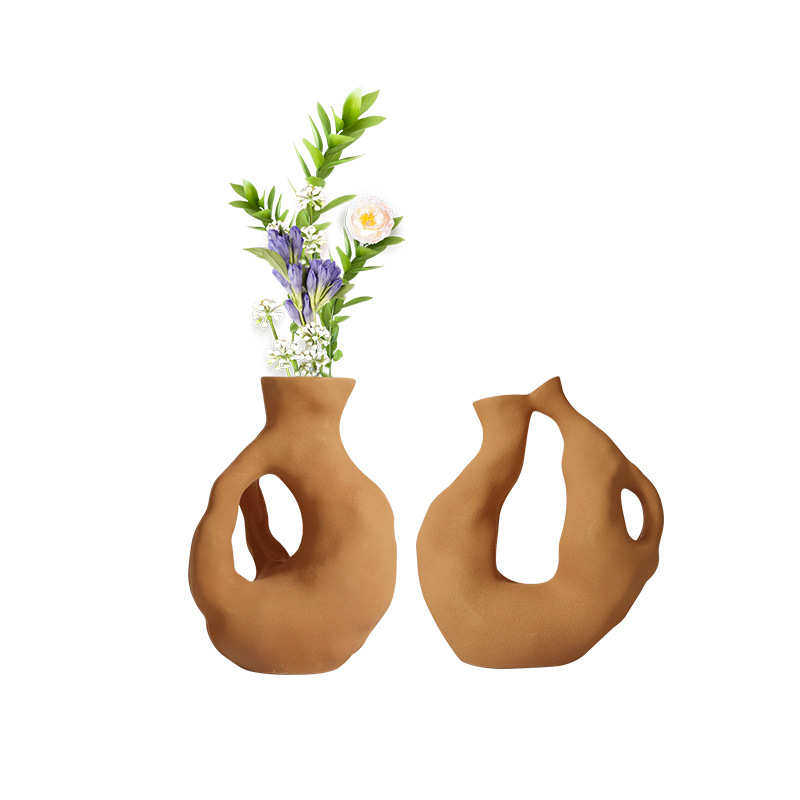 现代简约创意黑白花瓶摆件样板房售楼处书房软装家居饰品花瓶摆设