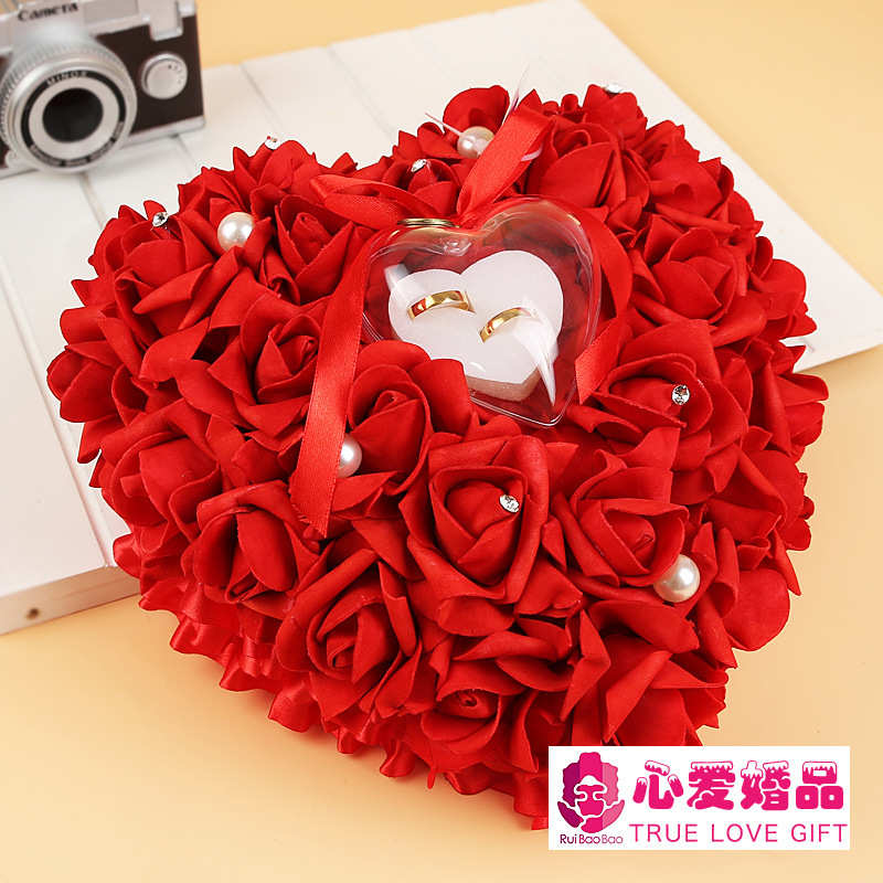 婚庆用品创意手工戒枕盒 爱心高档戒托欧式戒指盒