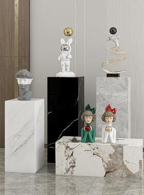 现代中国风天然大理石岩板花架客厅家居落地式轻奢装饰展示台底座