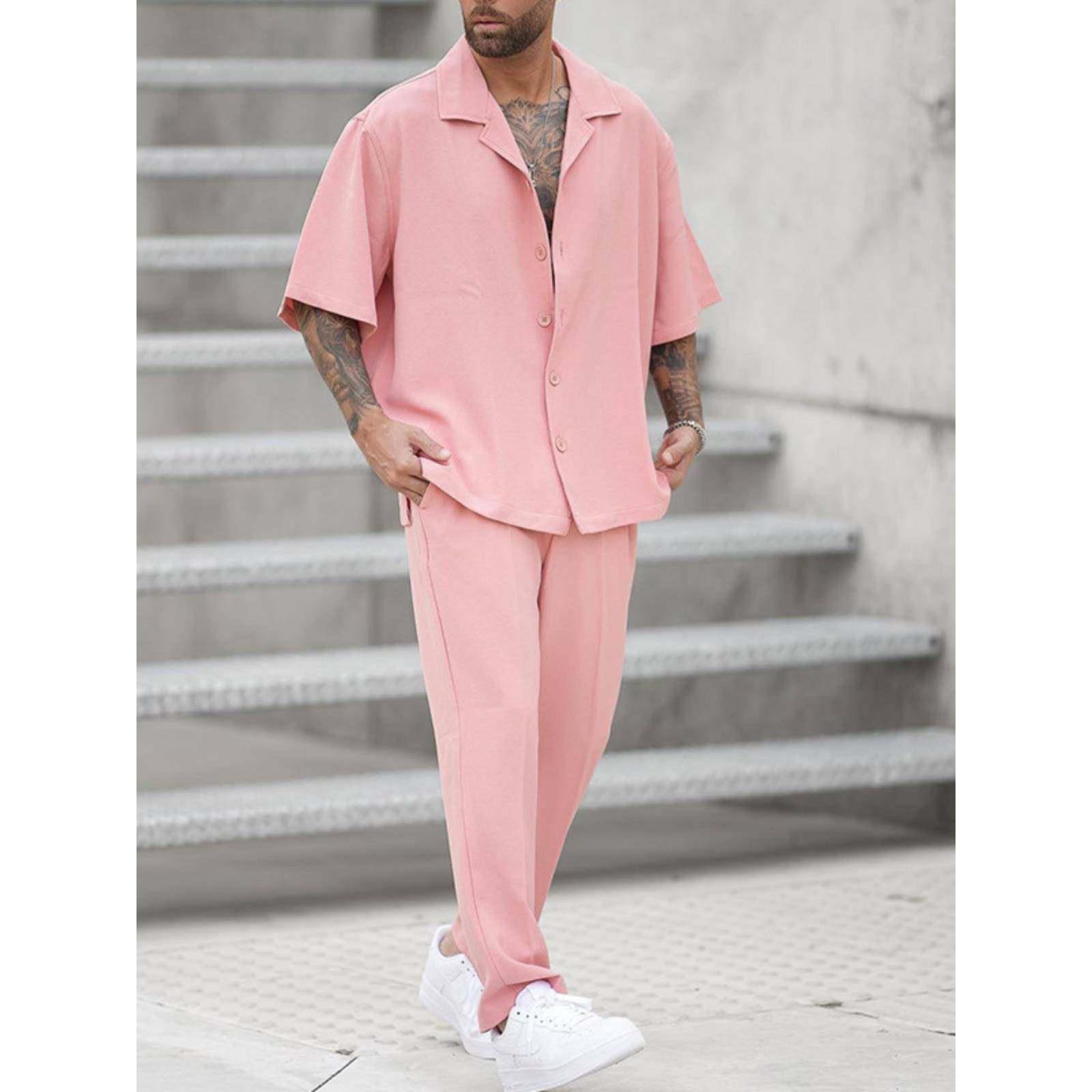 Men's casual suit 欧美时尚衬衫休闲两件套男装潮流男式时尚