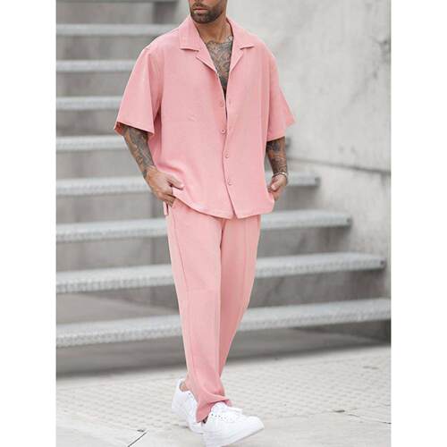 Men's casual suit 欧美时尚衬衫休闲两件套男装潮流男式时尚