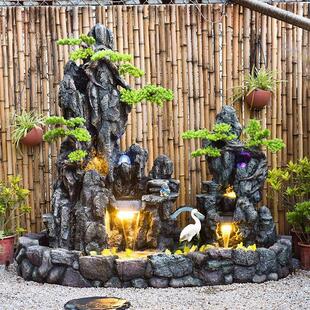 假山石头造景仿真干山观户外中式庭院花园布置鱼池装饰摆件迎客松