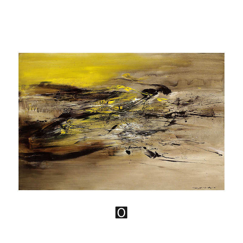 风寂赵无极客厅奢背景墙横抽象画侘装饰画沙发中式 壁画版轻复古