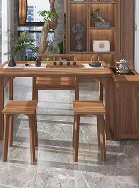 新阳台茶桌桌椅组合小户型家用实木一BWL体中喝茶禅意茶台茶式几