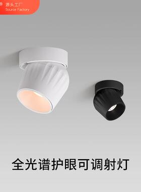 意式极简明装可调射灯现代高级黑色全光谱防眩光可调向护眼无主灯