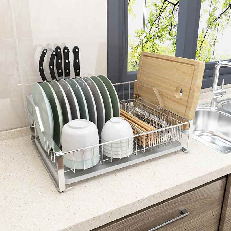 304不锈钢碗碟收纳架沥水放碗沥水架厨房置物架家用碗筷沥碗架子