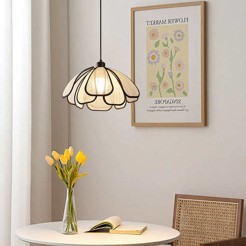 法式奶油风吊灯简约民宿餐厅客厅卧室日式中古风艺术手工花瓣灯