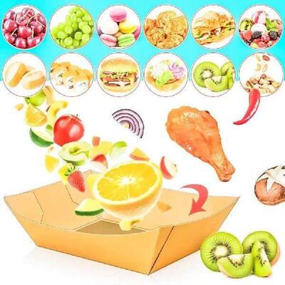 100Pcs Grease Resistant Paper Food Boat Trays Disposable