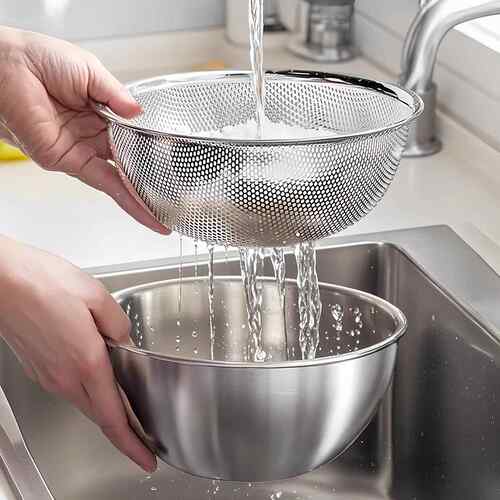 不锈钢盆子沥水篮洗菜盆洗米筛淘米神器食品级滤水篮过滤漏网筐筛
