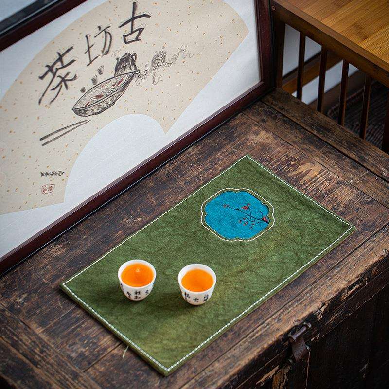 古风窗景棉麻干泡茶席茶桌布垫家用桌旗中式禅意茶具茶道配件图片