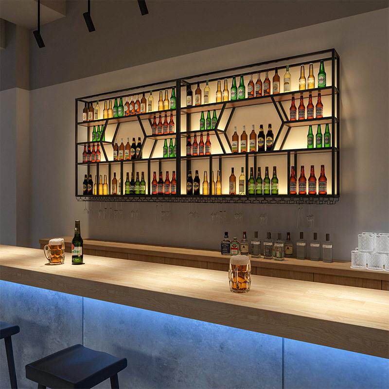 新款直销吧台酒柜挂墙式酒吧餐厅壁挂式酒架酒杯架上墙红酒洋酒创