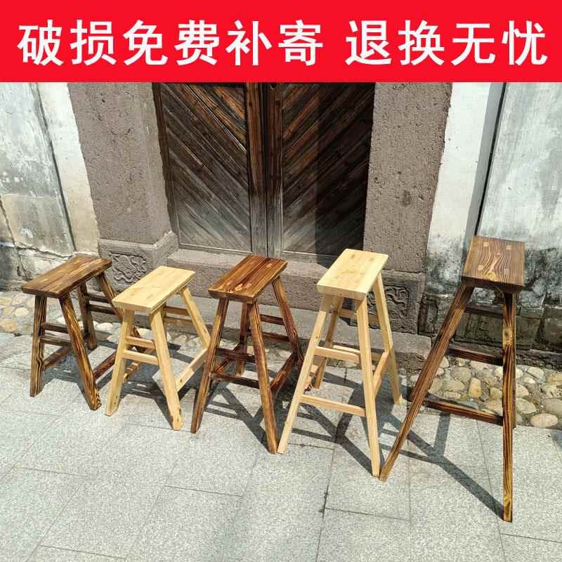 需定制复古老式板凳饭店火锅店凳子实木板凳高脚凳子结构可叠放加