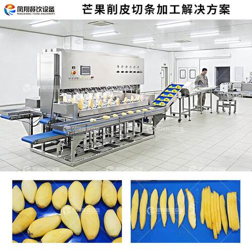 鲜切芒果去皮去核切条加工生产线工业芒果片整体解决方案