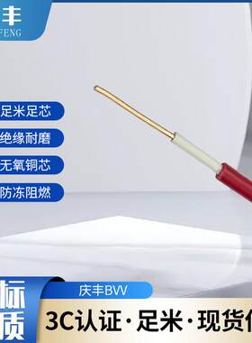 广东庆丰BVV1/1.5/2.5/4/6平方家装电线国标纯铜绝缘阻燃电力电缆