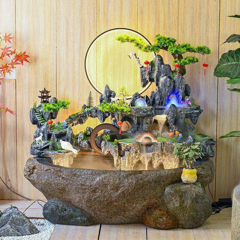 田园花园庭院假山露台阳台流水喷泉鱼池水池鱼缸户外装饰造景摆件