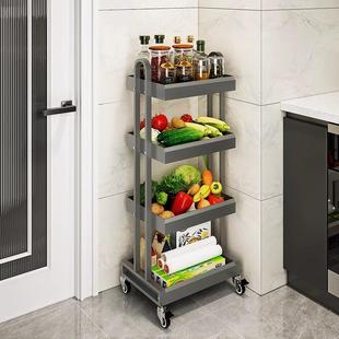 不钢厨房锈菜落置物架小推车放水果收M525纳筐家用地蔬多层可移动