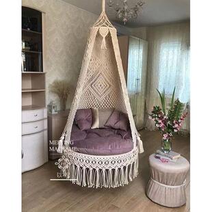 厂家直发卧室长款 网红大吊篮棉线户外阳台家用双人懒人室内摇秋千