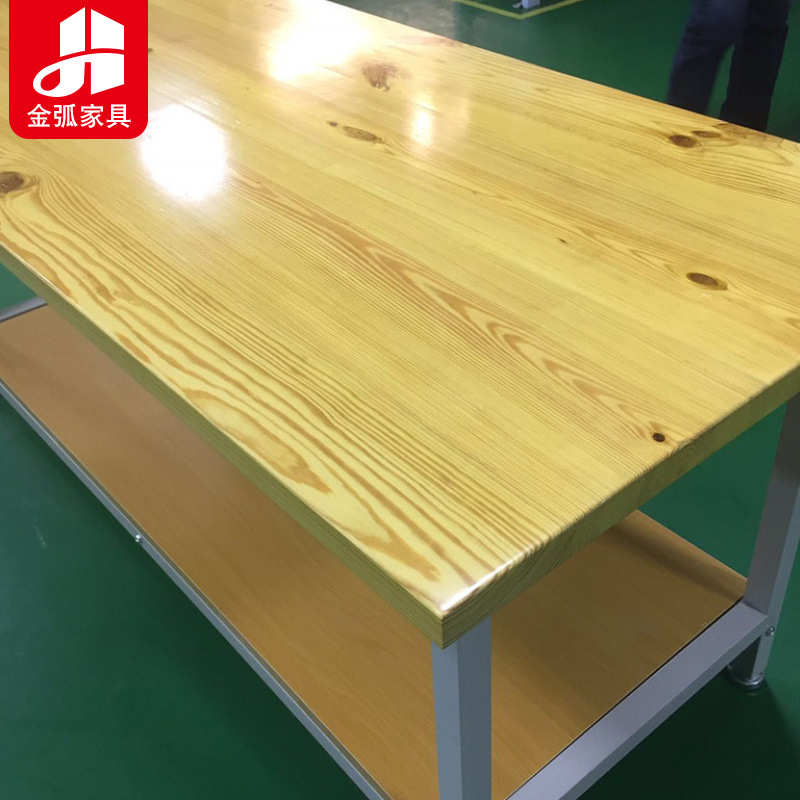 厂家供应实木工作台 车间双层加厚重型钳工操作维修台实木工作台
