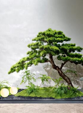 彷真绿色植物造景罗汉松景观橱窗楼梯下彷生装饰室内布置大型假树
